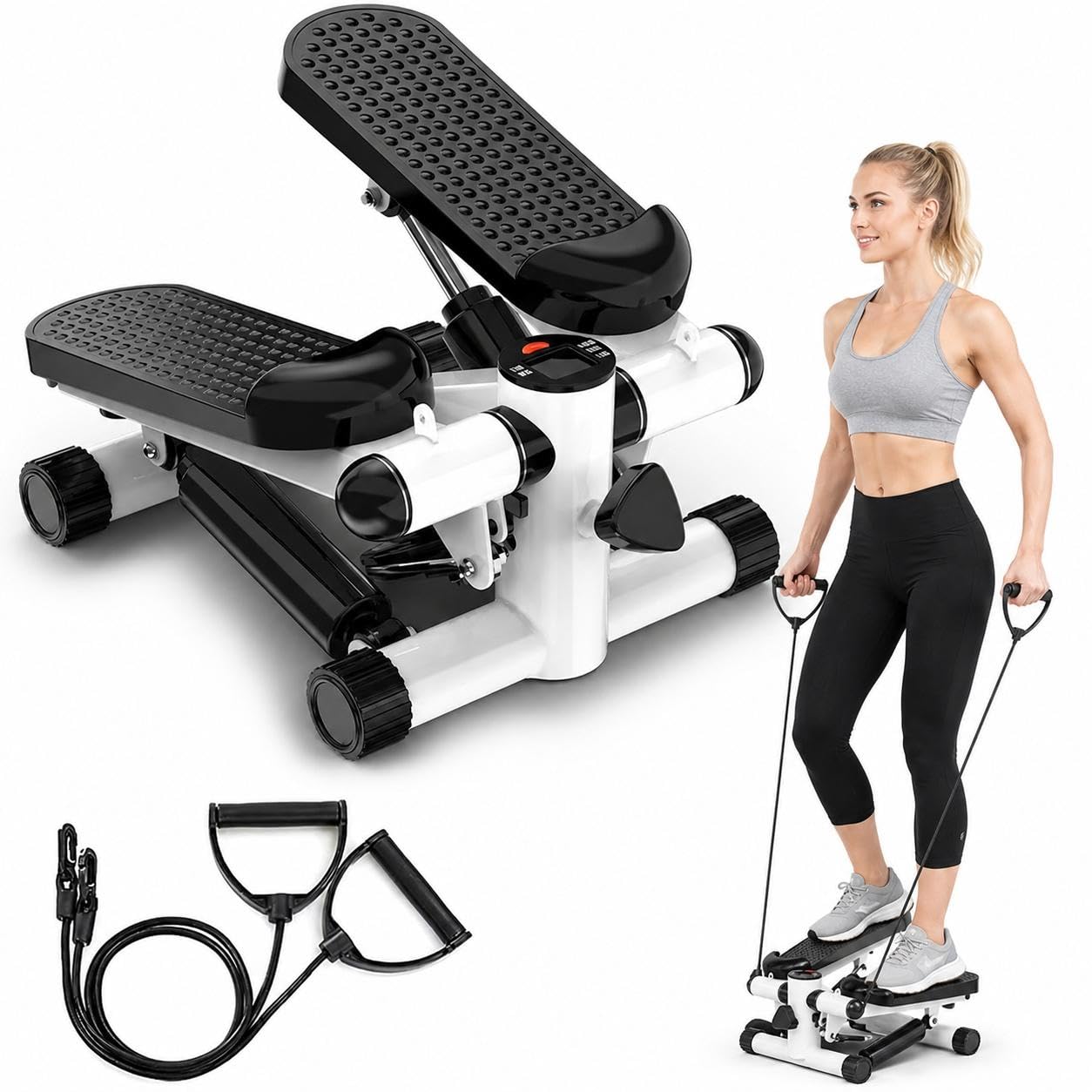 Mini Stepper with Resistance Bands – Home Step Machine, LCD Display, Adjustable Resistance, Full Body Cardio Workout, Compact & Quiet-picture-17