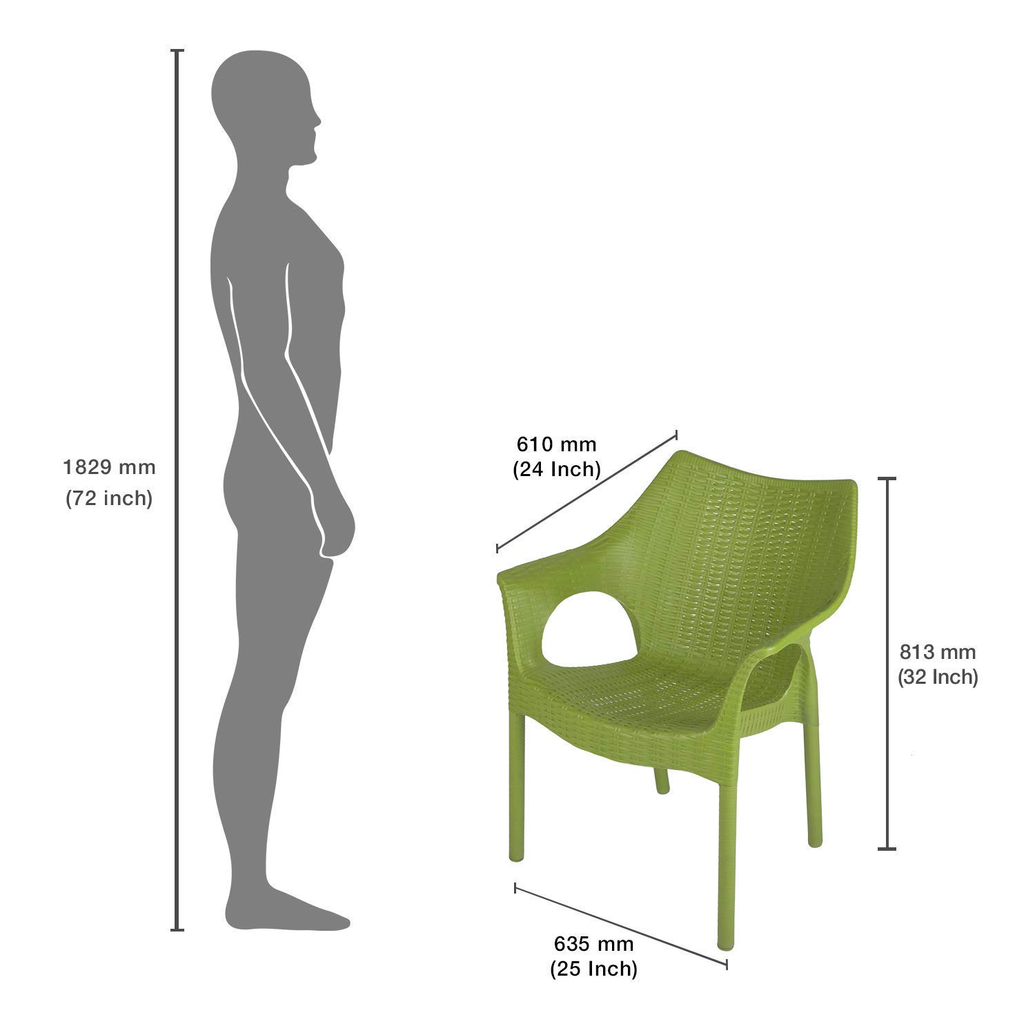 HomiQ Supreme Cambridge Heavy Plastic Chair Chair for Indoor and Outdoor Use(Colour: Mehandi Green; Set of 2 Chairs) 2