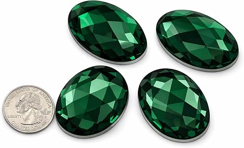 1.575 x 1.181 in, verde esmeralda H106, diamantes de imitación acrílicos ovalados con parte trasera plana, gemas para disfraz de cosplay, joyas de
