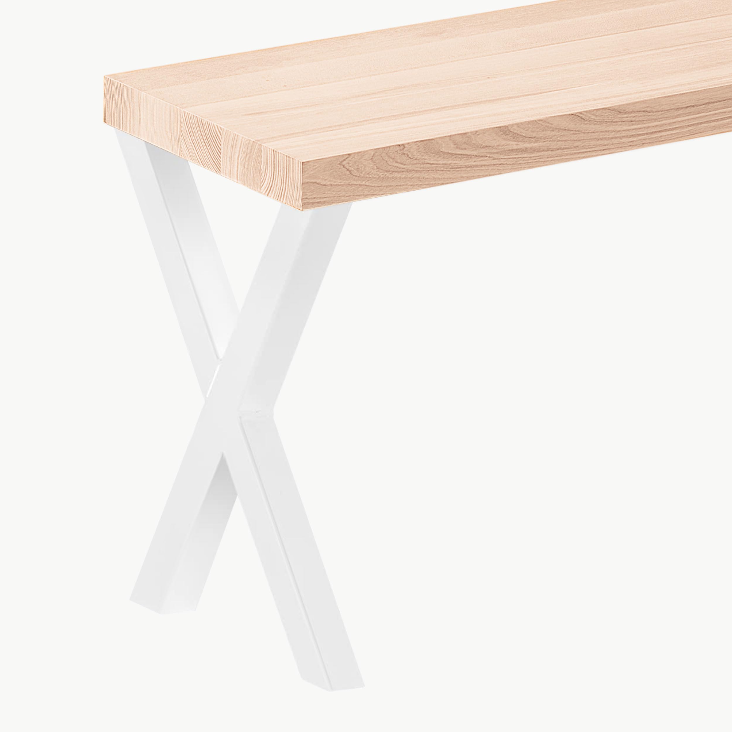 LAMO Manufaktur Banc de Salle à Manger 30x80x47 cm (l x L x h), Pied en métal modèle Design Blanc/Assise en Bois Brut