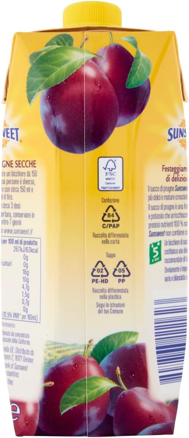 12x Sunsweet California Prune Juice, 500 ml + Italian gourmet polpa 400g