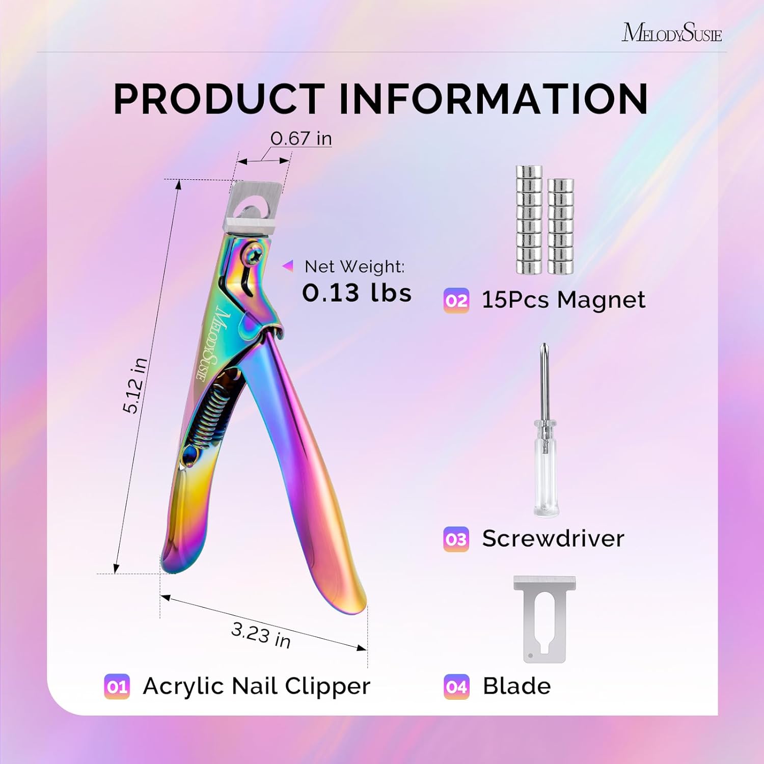 Acrylic Nail Clippers with Magnet Sizers, Profal Nail