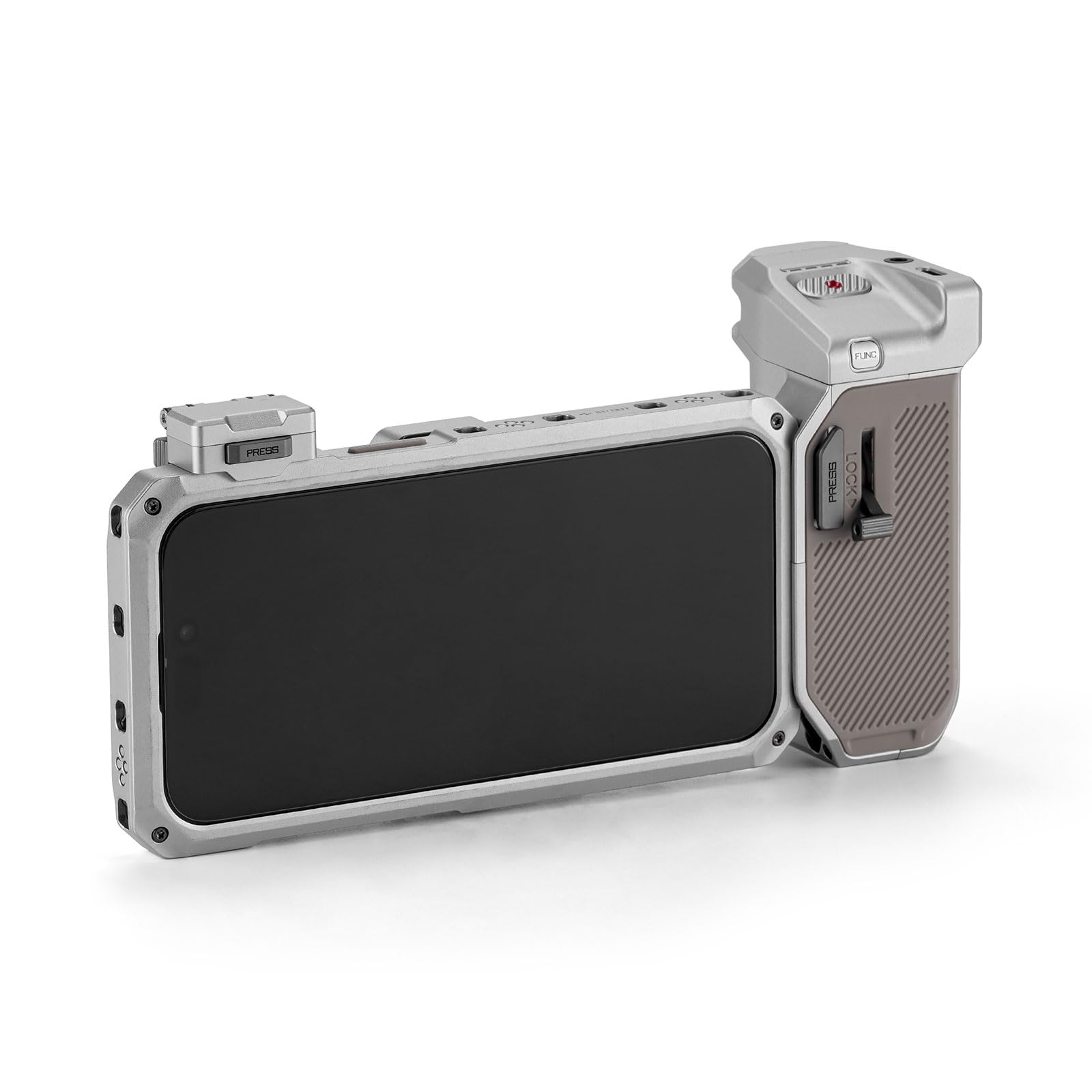 TILTA Khronos Handykäfig für iPhone 15 Pro mit Kühlsystem, Focus PD Griff, Schnellverschluss-Filterschale und magnetischem FSND 0.6/1.2 Filter, Smartphone Case Advanced Kit - Titanweiß TK-IP15-PC-TW