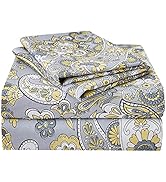 JSD Floral Print Sheet Set King, 4 Piece Brushed Microfiber Hotel ...
