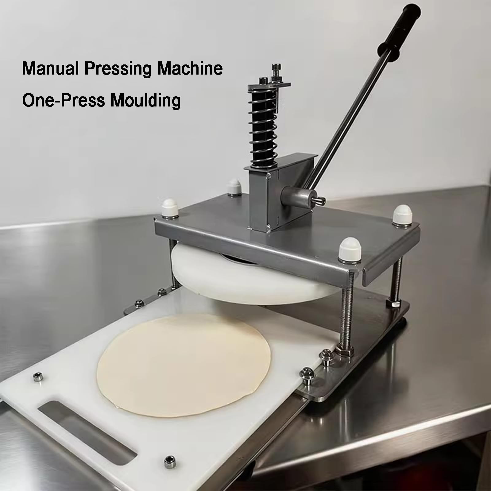 Macchina per impasto per pizza, 25 cm, in acciaio inox, spessore regolabile, manico esteso per torte e polpettoni perfetti, facile da usare