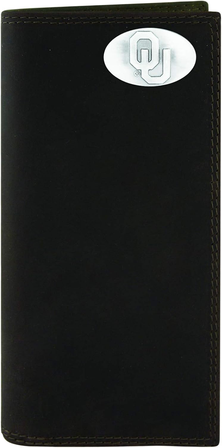 Zeppelin Products NCAA Oklahoma Sooners Light Brown Crazyhorse Leather Roper Concho Wallet, One Size, (UOK-IWT4-CRZ-LBR)