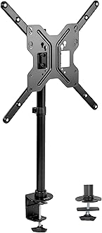 Ultra Wide TV Desk Mount for up to 55 inch Screens Weighing 66 lbs, Full Motion Height Adjustable Single Television Stand, Black, STAND-V155C