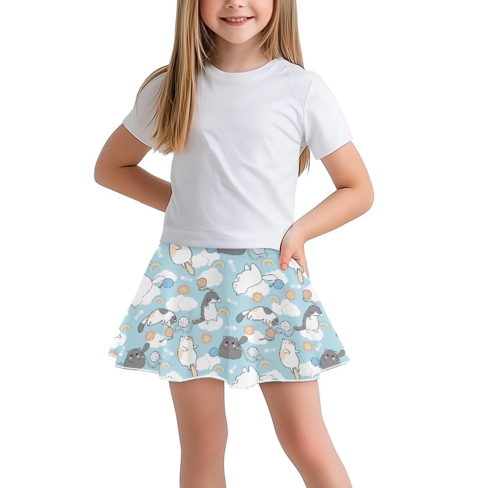 YORXINGY Girls' Sport Skirts Tennis Running Skorts with Built-in Shorts 5-14 Years Old Kids