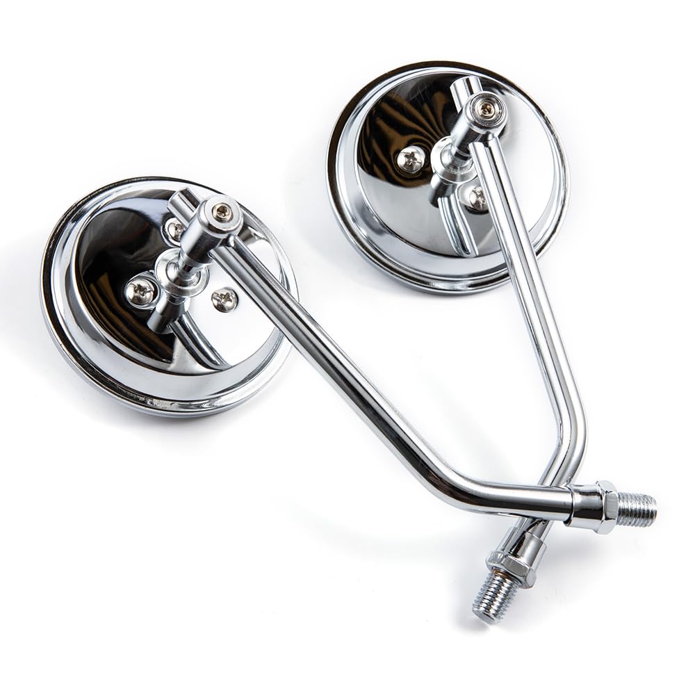 Rétroviseur de moto rond chromé de 3" avec vis de 10 mm pour guidon de moto - Pour scooter, ATV, Cafe, Racer, Dirt Bikes