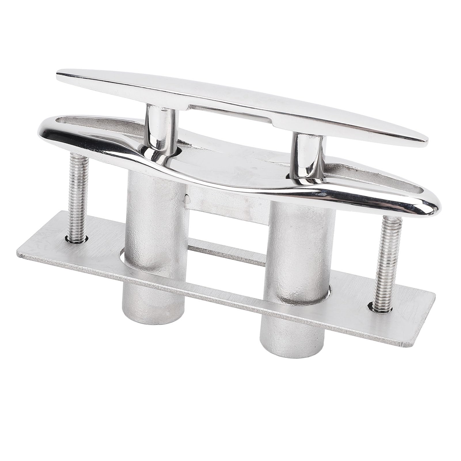 5in 316 Stainless Steel Pull Up Deck Cleat, Retractable Heavy Duty Flush Mount Dock Cleats with Backing Plate and Locking Nuts for Boat, RV, Yacht