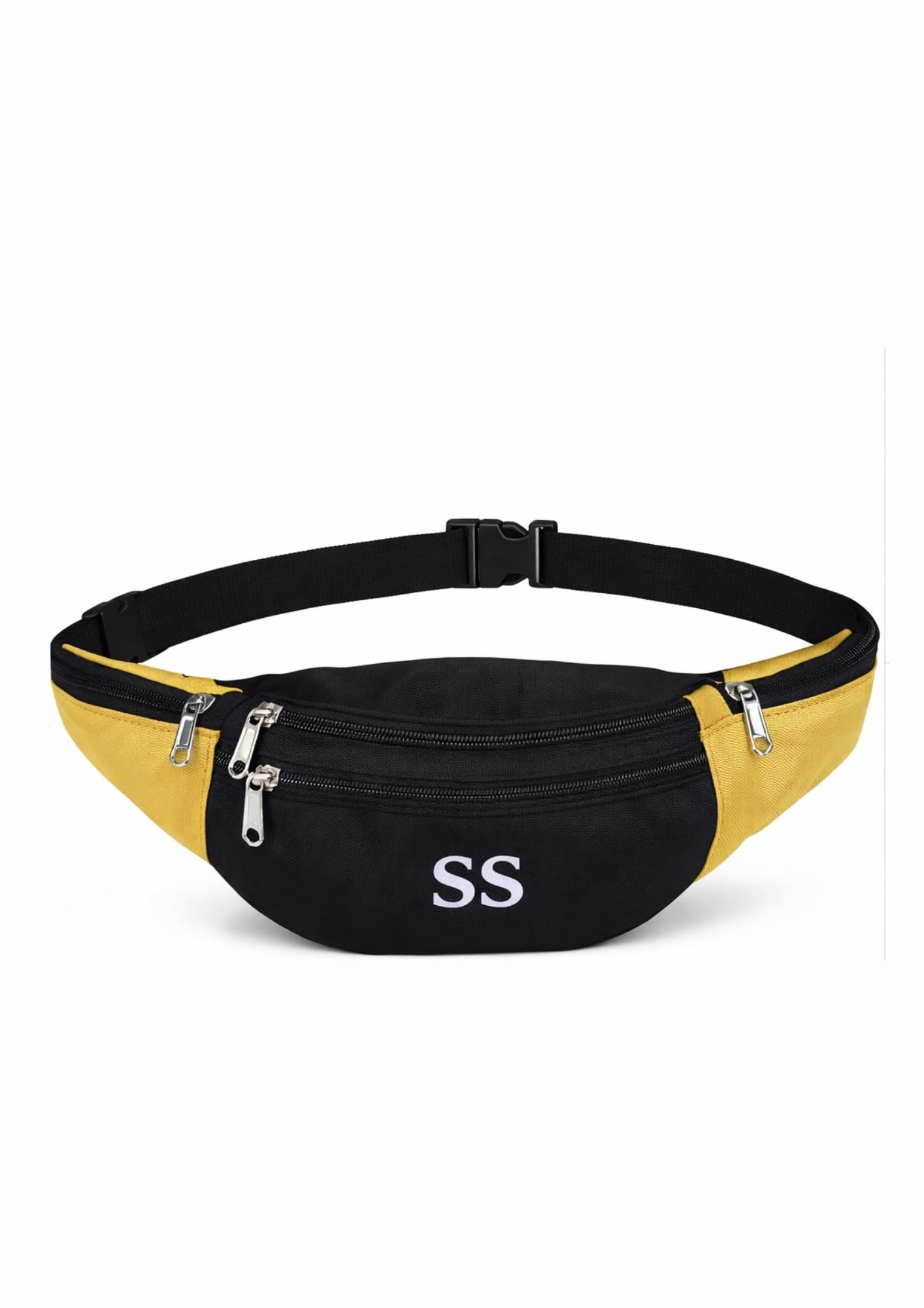 Nexo Waist Pack Bag Fanny Pack for Men & Women – Adjustable Strap Polyester Crossbody Belt Bag with Secure Zipper Pocket for Travel, Hiking, Camping & Outdoor Sports (Yellow & Black)