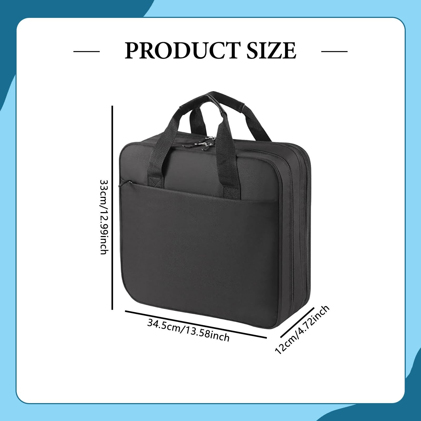 Carpeta de Negocios Organizadora A4, Bolso de Mano Multifuncional con Correa Desmontable, Tela Oxford Resistente para Oficina, Estudio y Viajes (34.5x12x33 cm / 13.6x4.7x13 in)