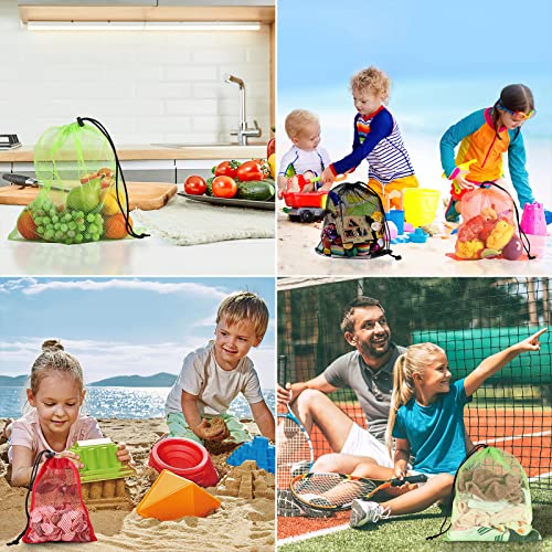 iMucci 12Pcs Mesh Bag 13"X15.5" Drawstring Gym Bag Nylon Mesh Drawstring Bag with Cord Lock Closure for Collecting Toys Travel Sports2