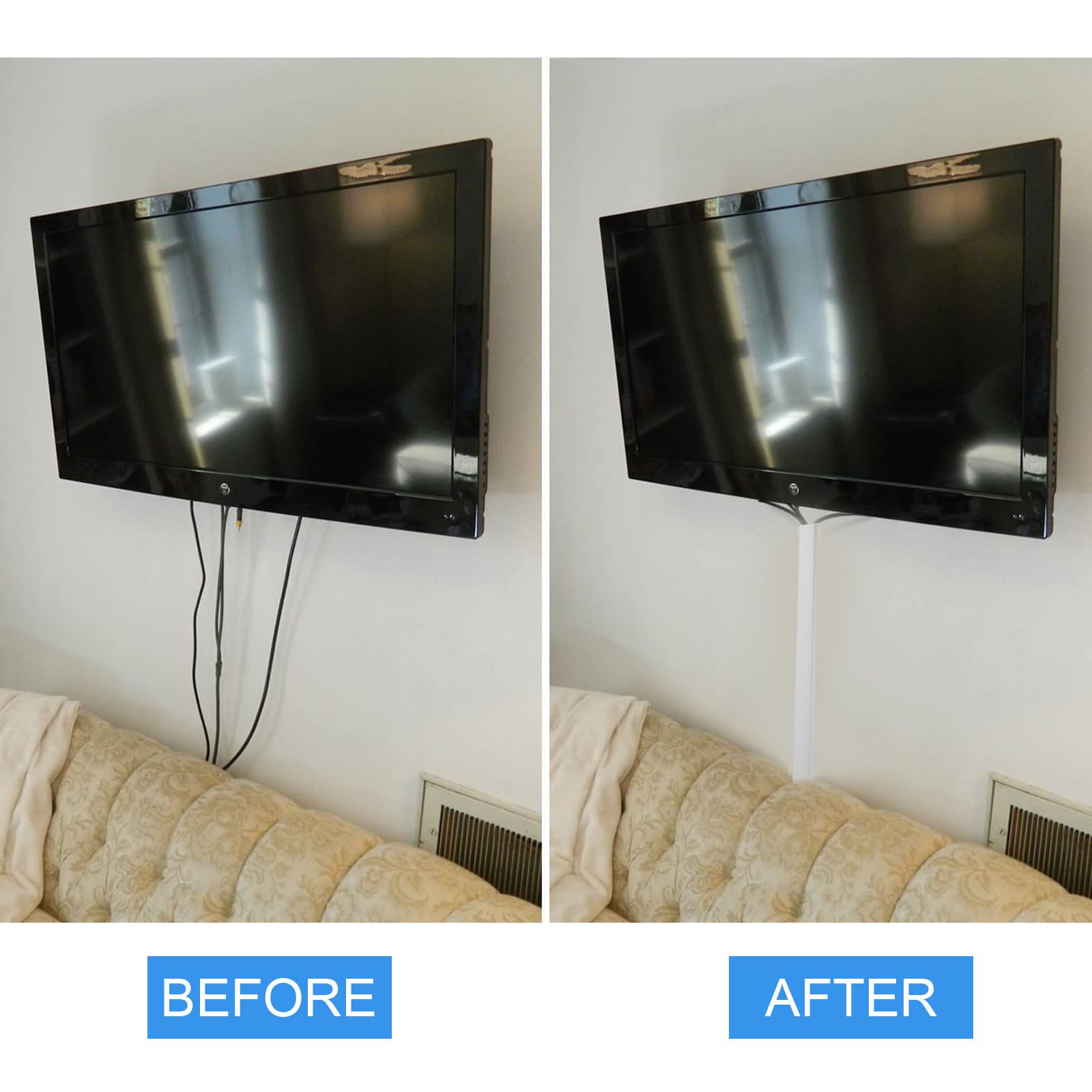 VICASKY Canalina Passacavi in Pvc Bianco 40mm Autoadesiva Resistente e Facile da Usare per Casa e Ufficio Proteggi Cavi Elettrici Ordinati