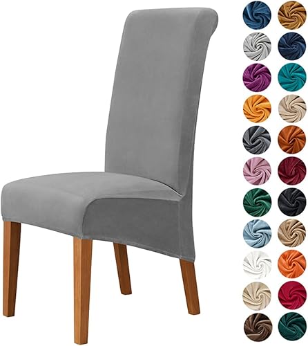 Miniatura 10 de Lukery Juego de 246 fundas elásticas para sillas de cocina de terciopelo grueso, fundas protectoras lavables para sillas de comedor, fundas
