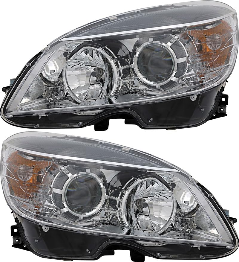 For Mercedes Benz C Class Headlight 2008 2009 2010 2011 Driver and Passenger Side Headlamp Assembly Replacement