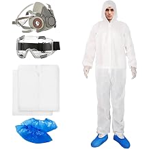Hazmat Suits Set-Disposable Protective Coverall,Protective Face Shield, Shoe covers for Men & Women