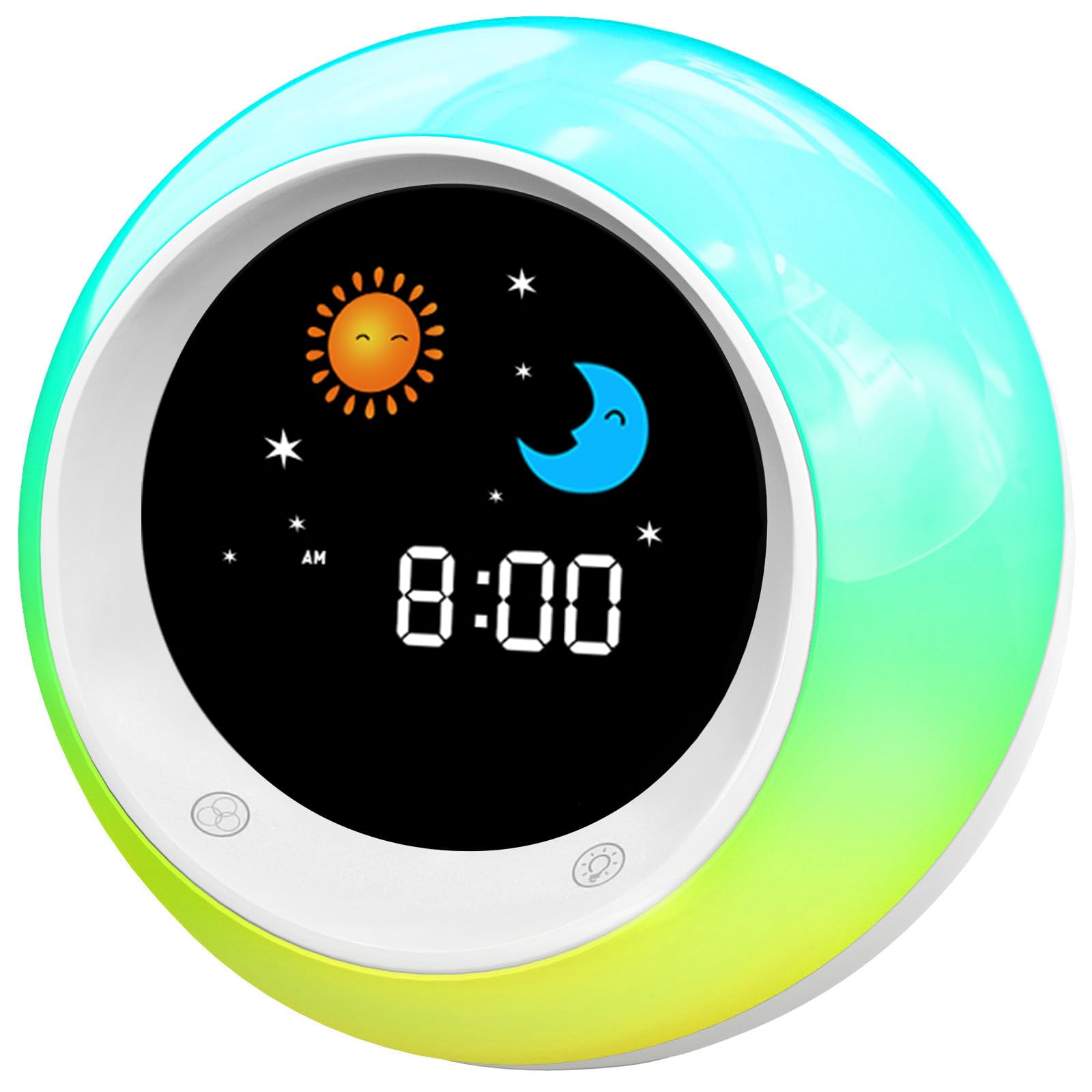 FiveHome Kids Alarm Clock, Sleep Training Clock with Sun & Moon, Sleep Sound Machine, Timer Night Light, OK to Wake Clock for Kids and Toddlers