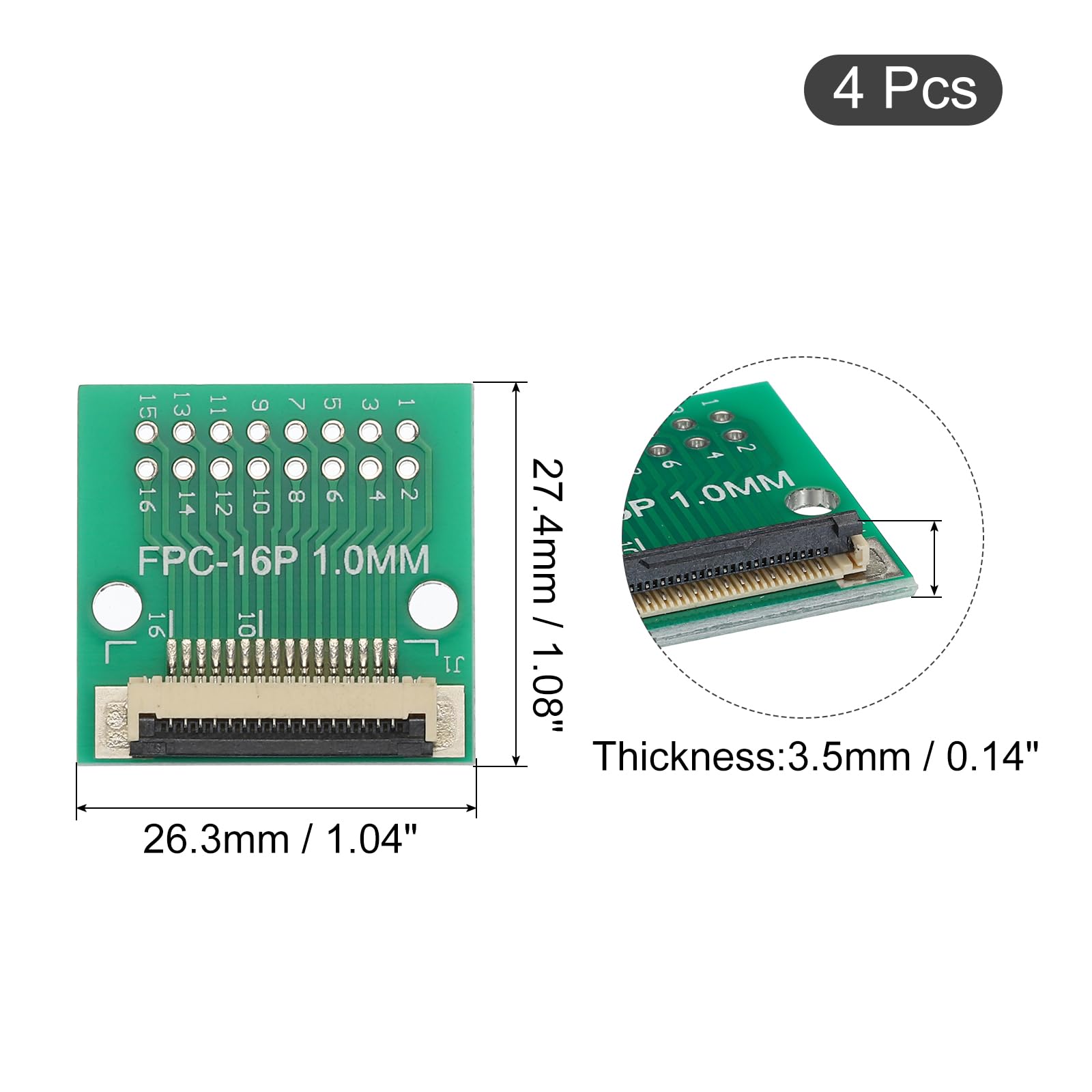 QUARKZMAN Scheda Convertitore FPC FFC PCB 16P 1,0mm Sul Lato Socket, 0,5mm Sul Retro, a DIP 2,54mm per LCD Stampante 3D Telecamera DVD TV Laptop 4pz