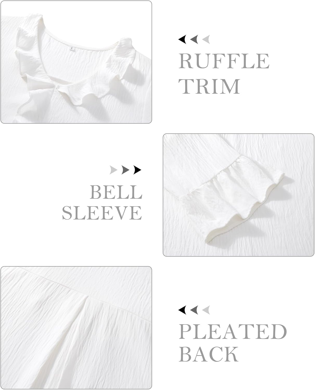 siliteelon Womens Blouses Dressy Casual 3/4 Sleeve Ruffle Bell Top Ladies Business Formal Work Shirt Spring Trendy 2026 - Image 5