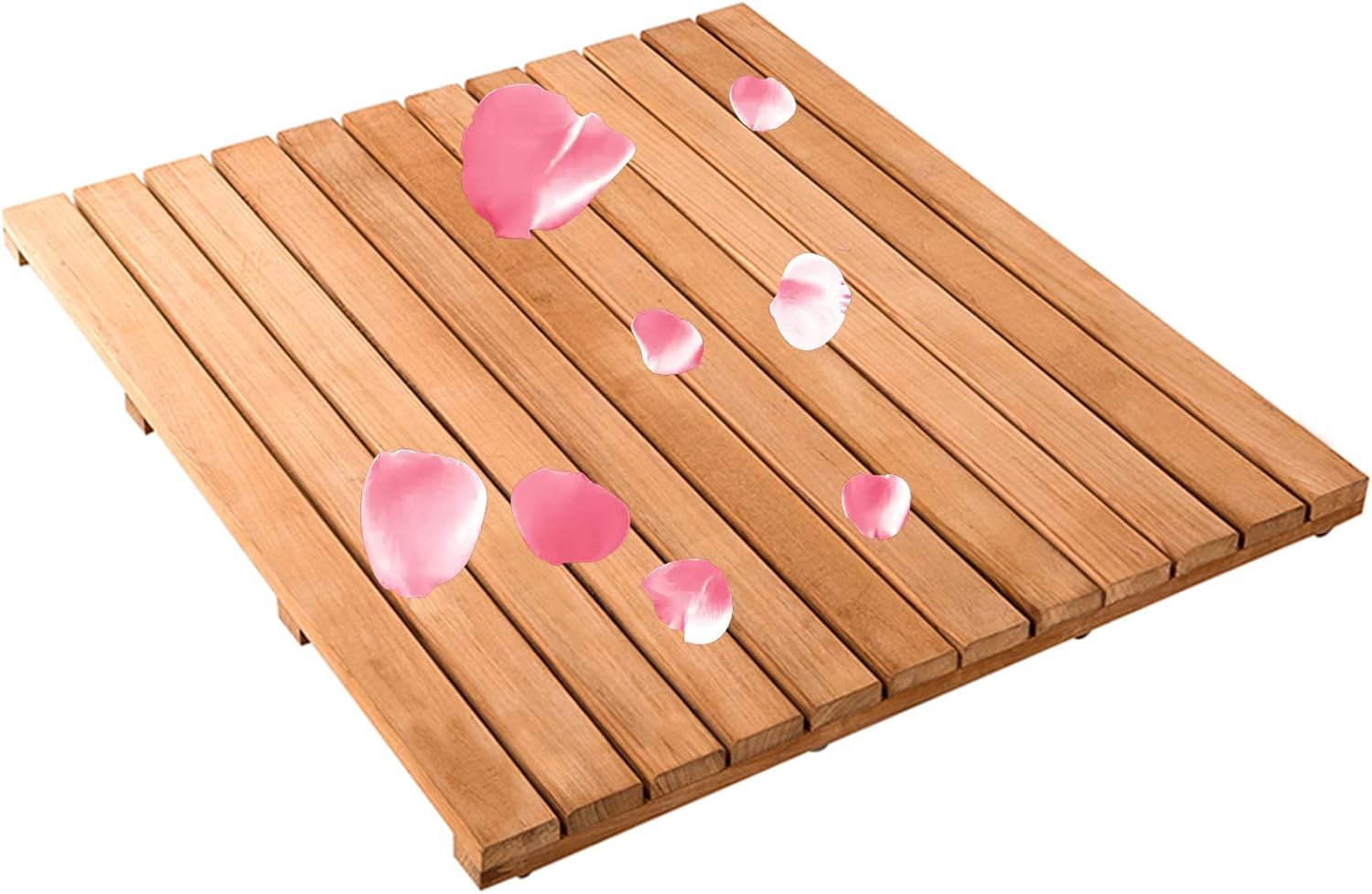 Natural Wooden Shower Mat,Wooden Shower Board,Bamboo Duckboard Bath Mat,Non-Slip Bathroom Board,Spa Mat for Bath & Shower,Customizable,60x120cm/24x47in