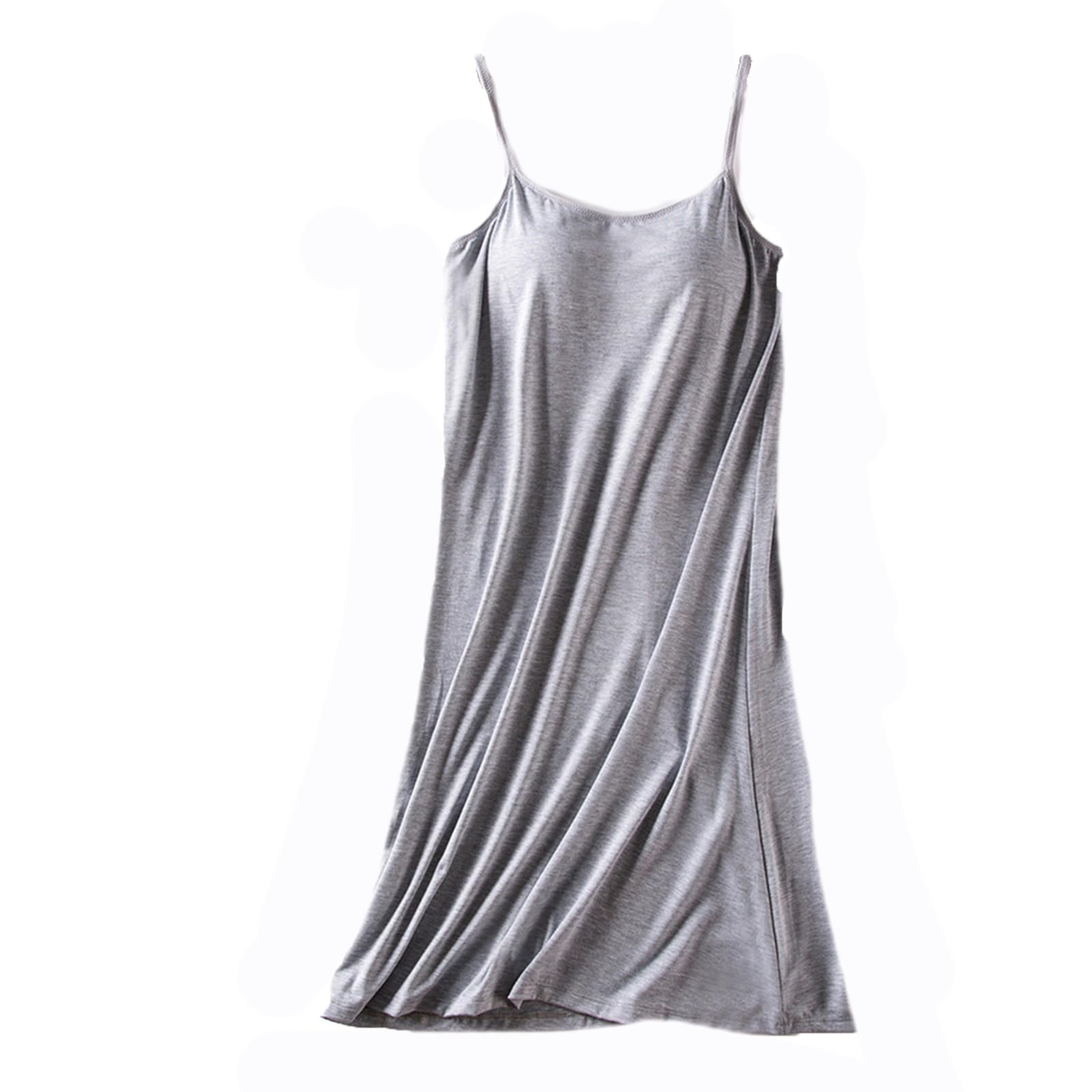Camisón Mujer Suave Cómodo Modal Algodón con Relleno de Pecho Sexy Tirantes Finos Ropa de Dormir Verano Lencería Loungewear