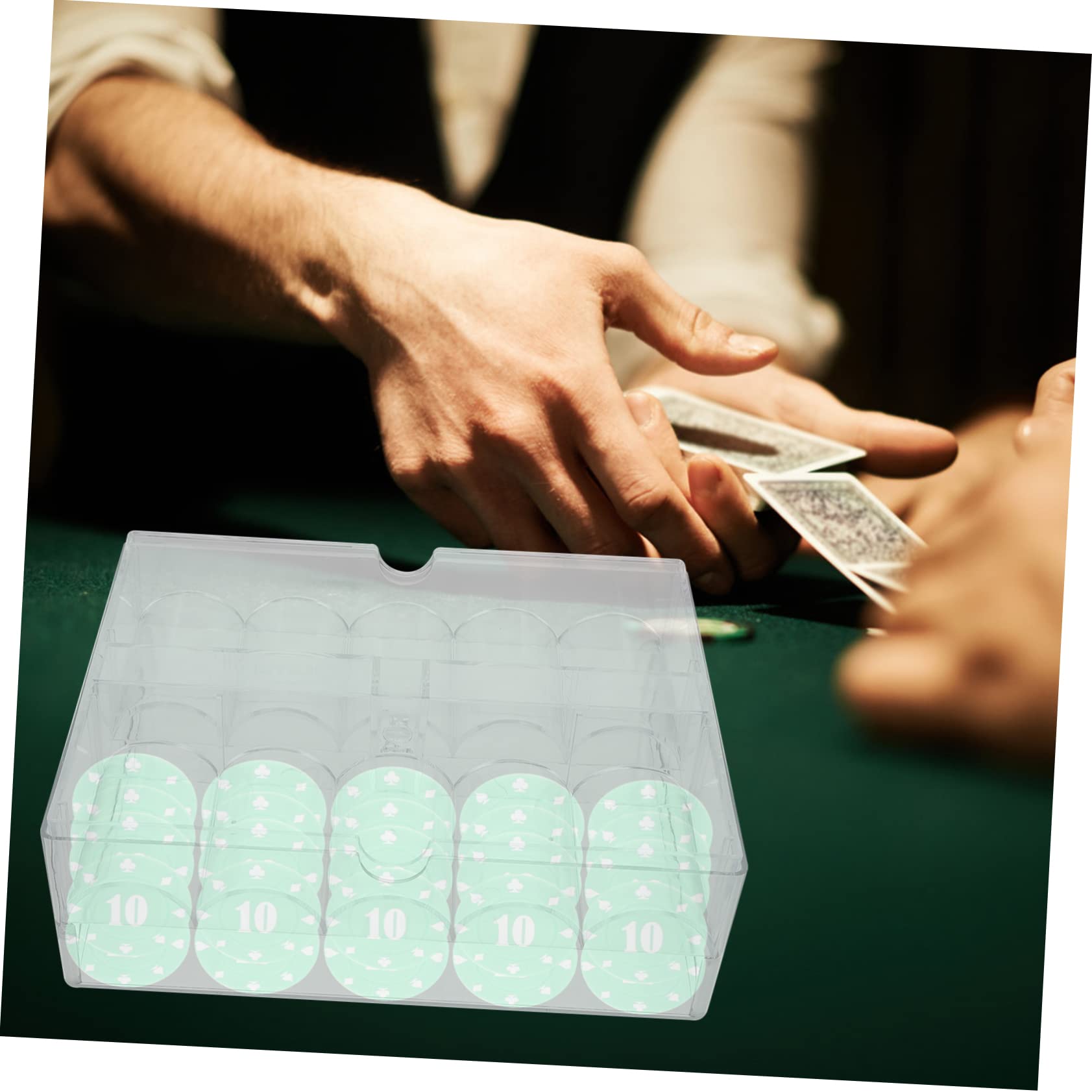 Boîte à Jetons de Poker 200 Cartes en Acrylique Transparente Couvercle | Rangement pour Chips, Design Clair pour Repérer Vite le Contenu, Plateau Ordonné pour Table de Jeu