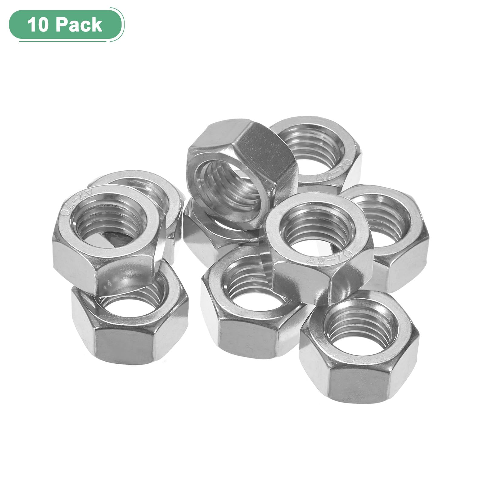 M METERXITY 10-Pack Metric Hex Nuts M18 x 2.5mm Thread Stainless Steel Hexagon Nut Hex Nut Metric Nuts for Machinery/Automotive/Repair/Industrial - Image 4