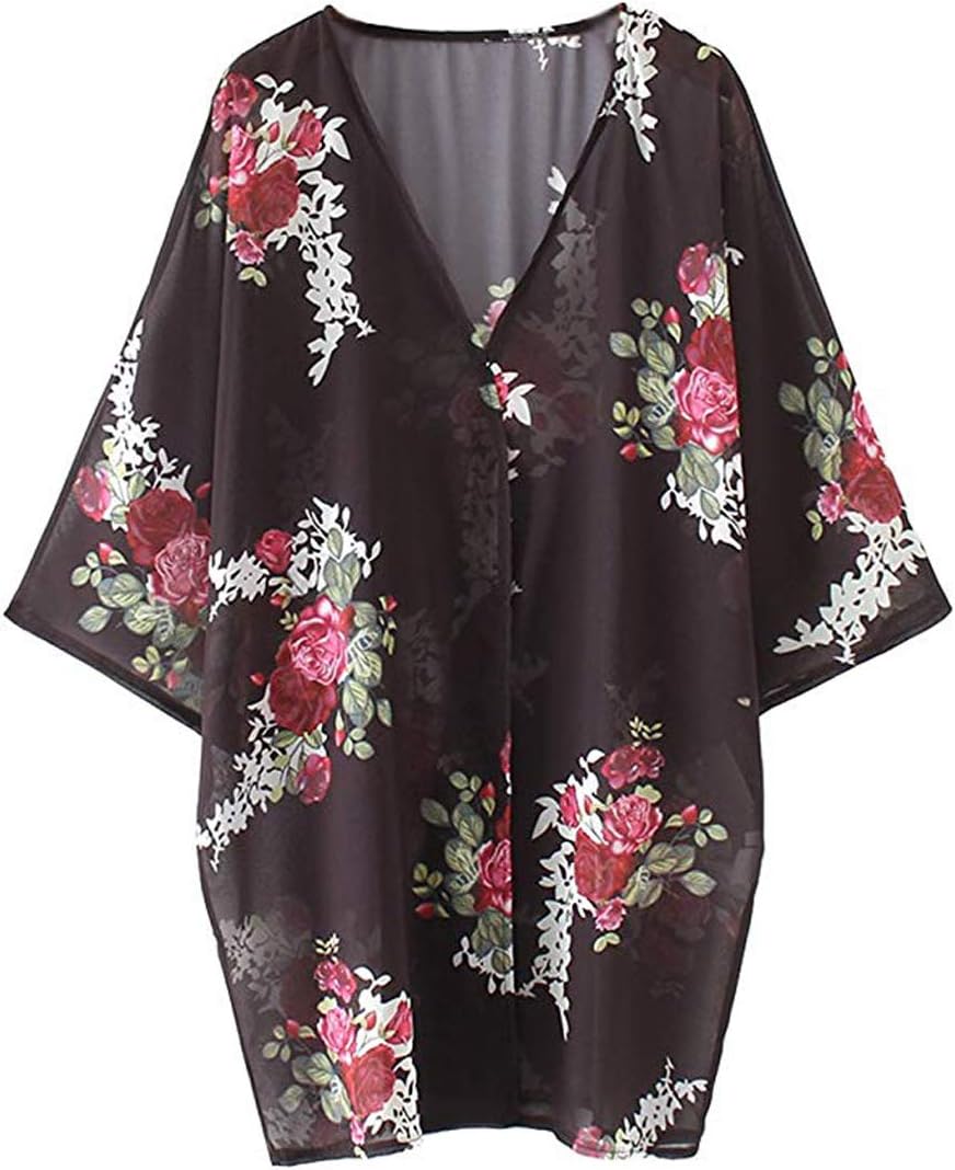 CASURESS Women's Cardigan-Sheer Kimono Loose Summer Floral Print Cover Ups - Image 2