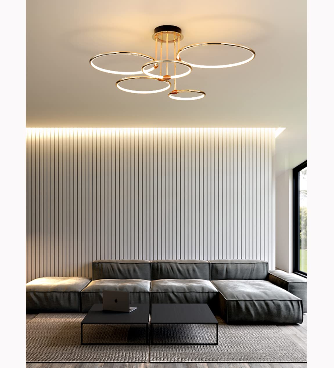 Moderna LED Lampara de techo Salón Dormitorio Regulable Lámpara Colgante Anillo Diseño Plafones con Control Remoto Luz Para isla Cocina Oficina Comedor Decor Iluminación Lámparas de Colgante Oro