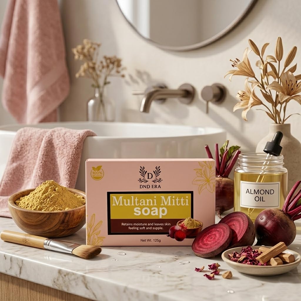 DND ERA® Multani Mitti Soap 4 Pack Super Saver Bundle | Deep Cleansing Fuller's Earth Bars | Oil Control Acne Prevention Soap for Oily Skin | 125g (Set of 4) 2
