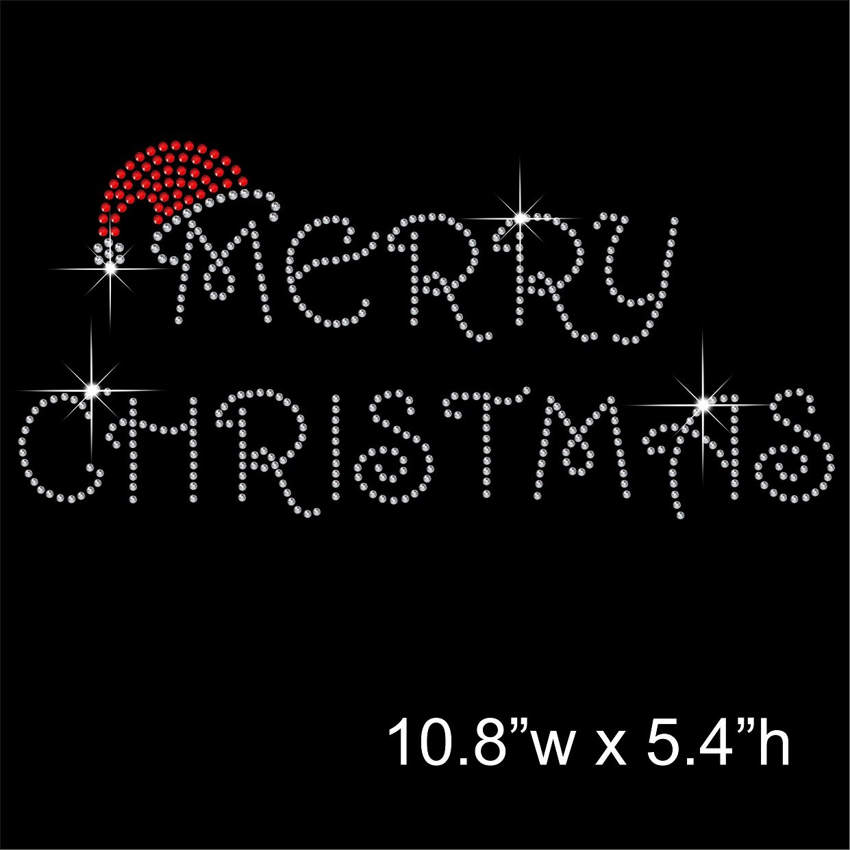 TShirt Showroom Merry Christmas Hotfix Rhinestone Diamante Iron on Transfer Motif Applique