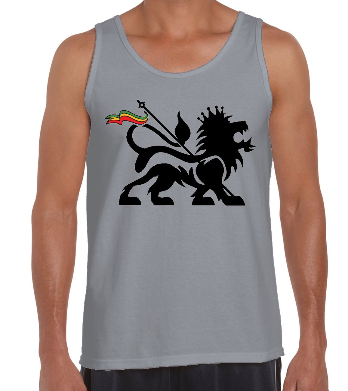 Tribal T-Shirts Mens Lion of Judah Reggae Vest Top (Medium, Light Grey)