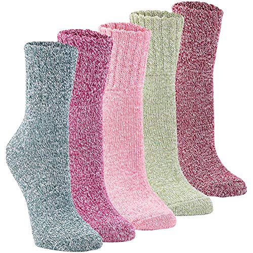 Womens Super Thick Wool Socks - Soft Warm Comfort Casual Crew Winter Socks (Pack of 3-5), Multicolor