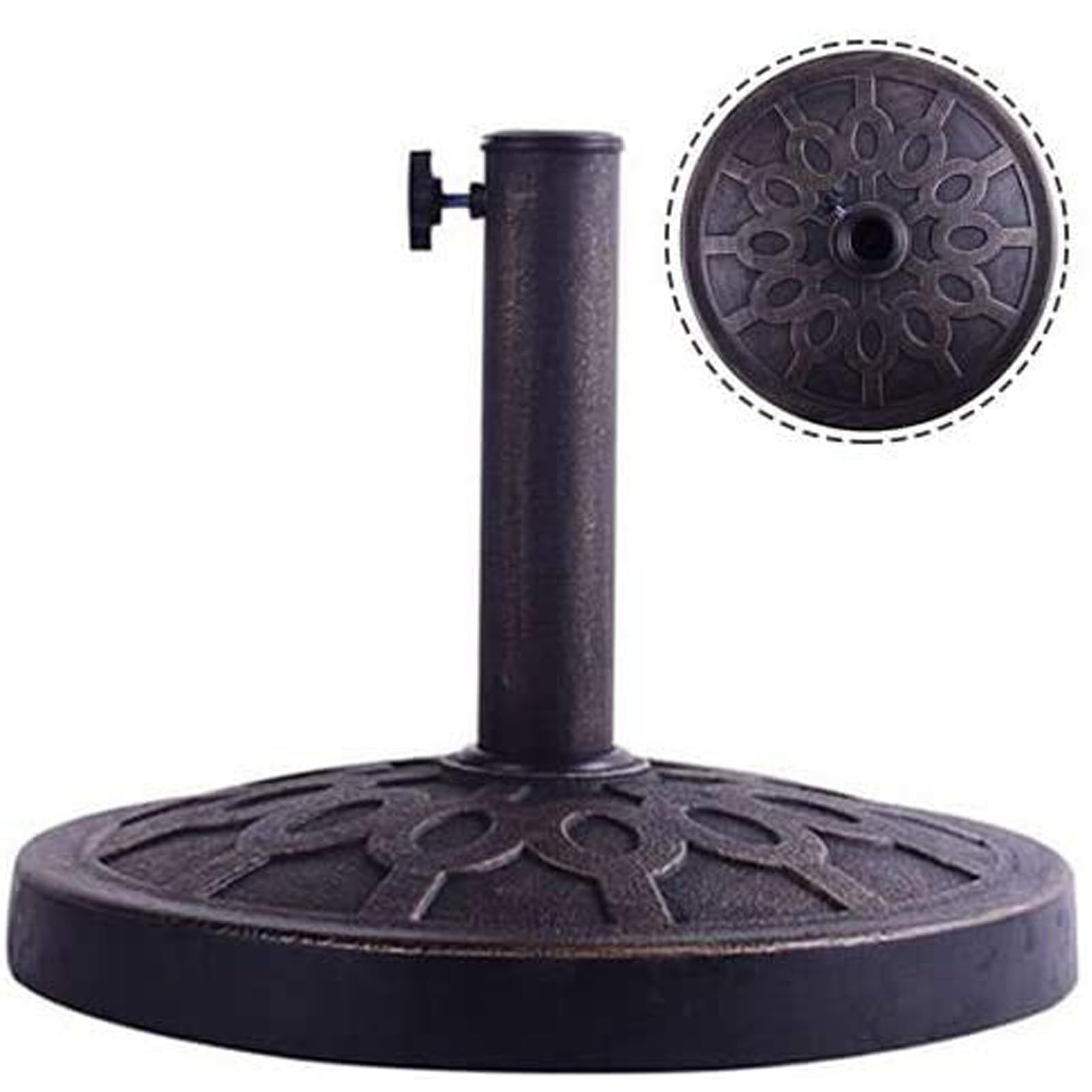 COSTWAY Base Sombrilla Terraza Exterior, Soporte Sombrilla Redonda Adecuada para Poste de Paraguas de φ38mm o φ48mm, Soportes para Parasol Terraza Exterior de Resina, Φ445xH330mm