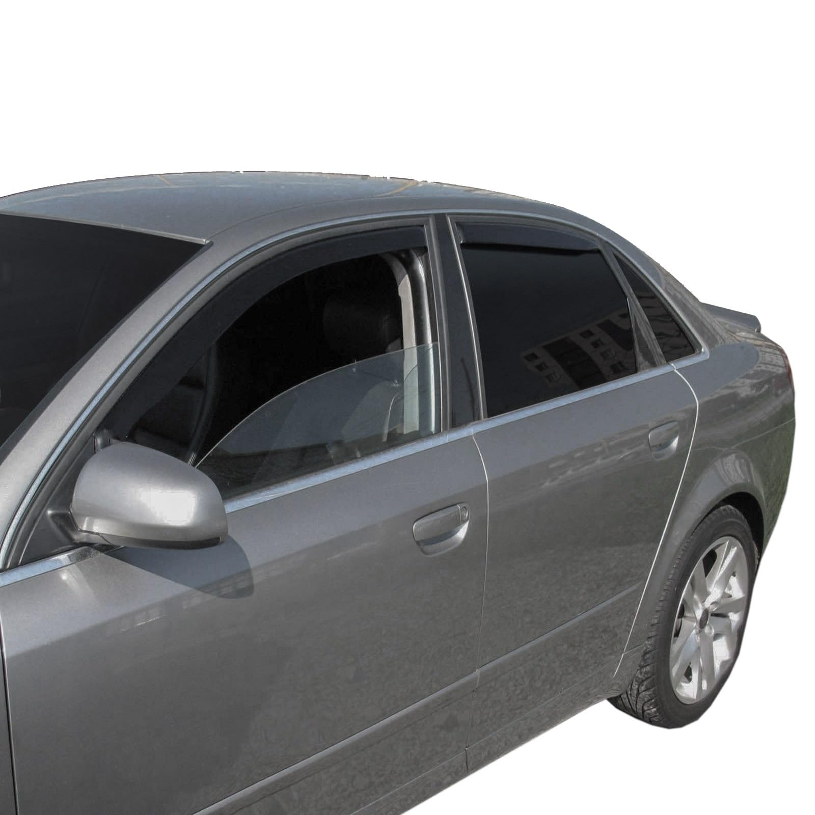 J&J AUTOMOTIVE GP Windabweiser passend für Audi A4 B6 / B7 4-Türer Limousine 2000-2009 4tlg, Vorne und Hinten Regenabweiser Passform Getönt Schwarz