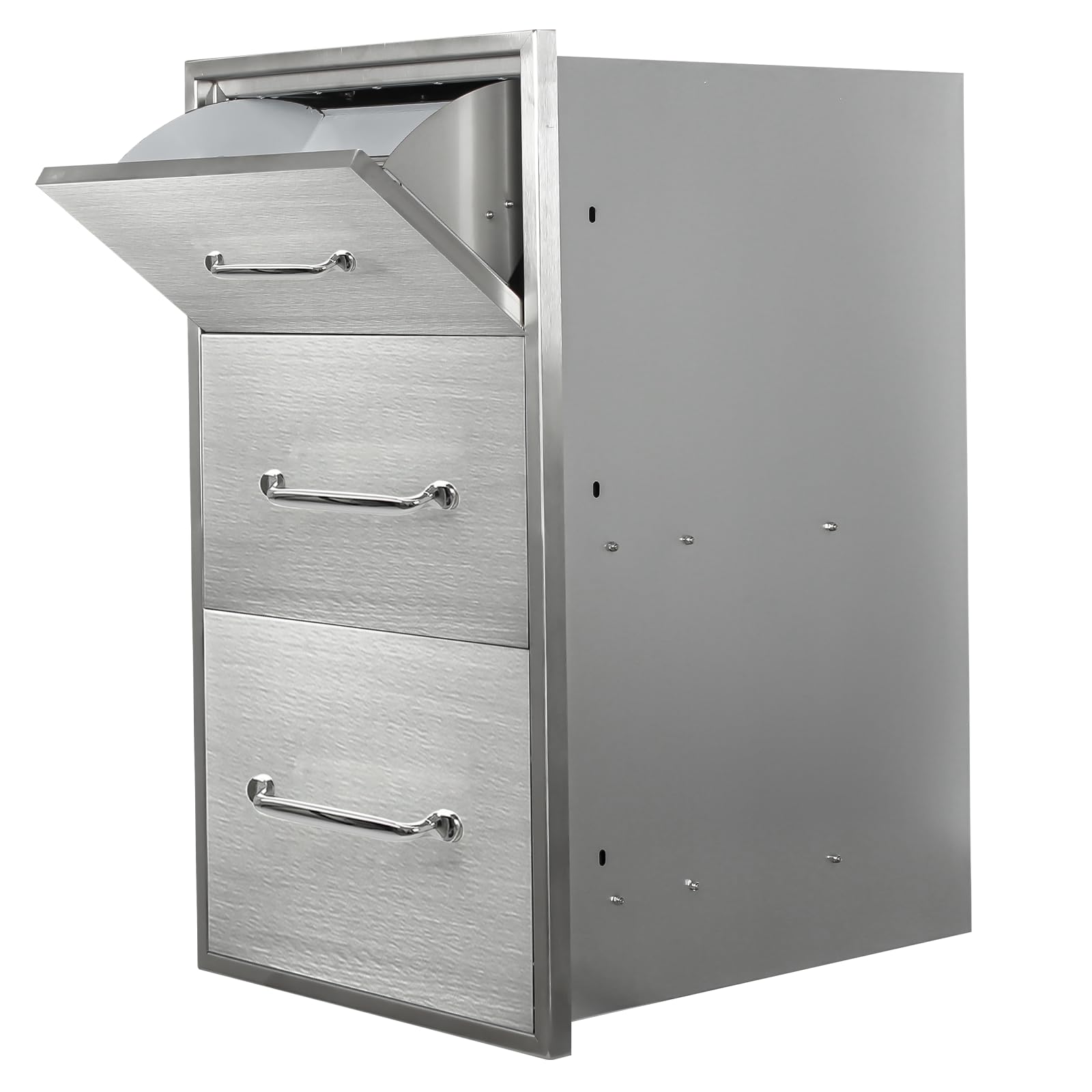 Outdoor Kitchen Drawers 17" W x 30" H x 20" D, Stainless Steel Built-in Drawers, Flush Mount Access BBQ Drawer for Outdoor Kitchens Island, Grill Station