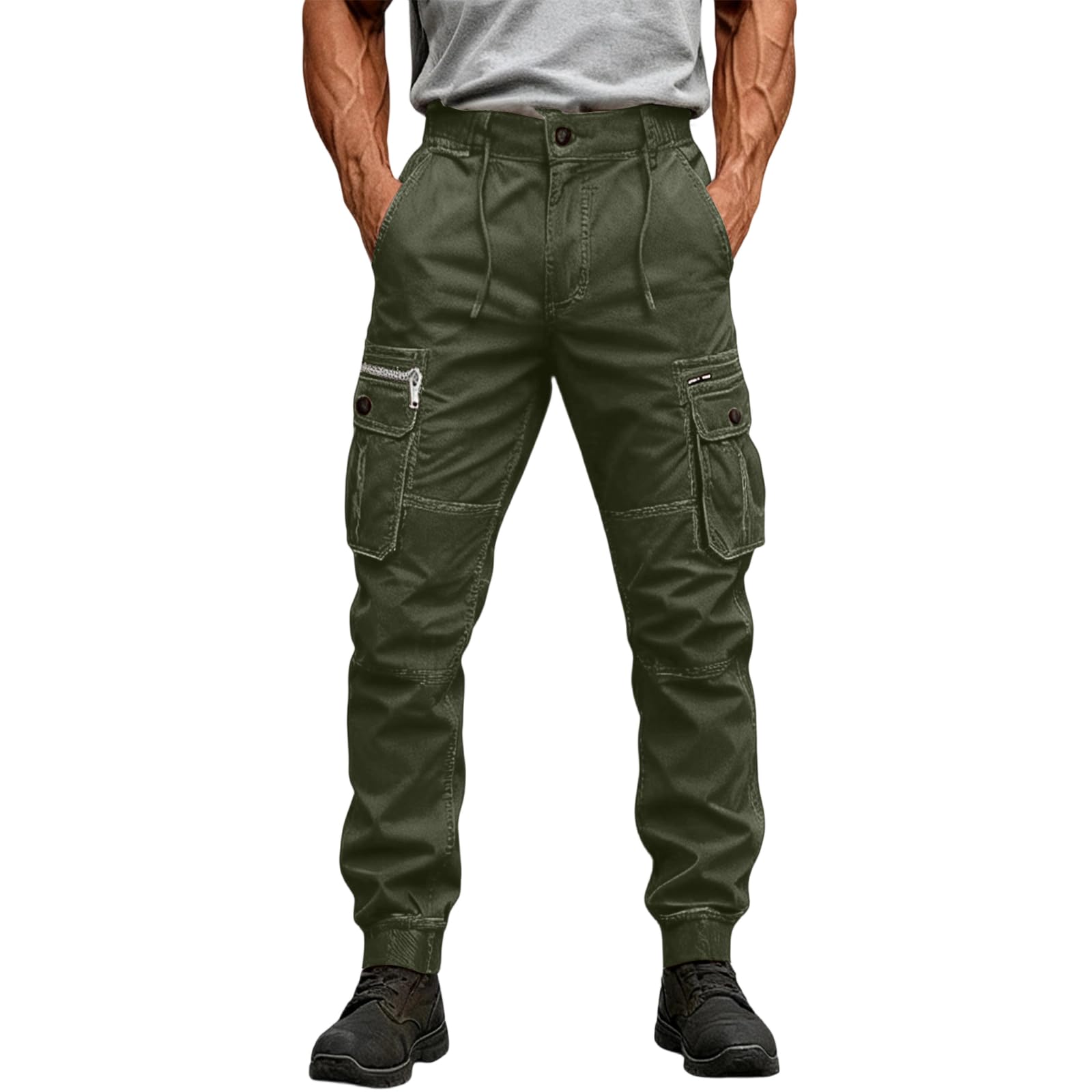 Pantaloni Tuta Uomo, Pantaloni Cargo Lunghi da Uomo A Tinta Unita con Multitasche Elasticizzati Pantalone da Allenamento Tattici Leggeri E Comodi Pantalone da Combattimento vestibilità Regolare