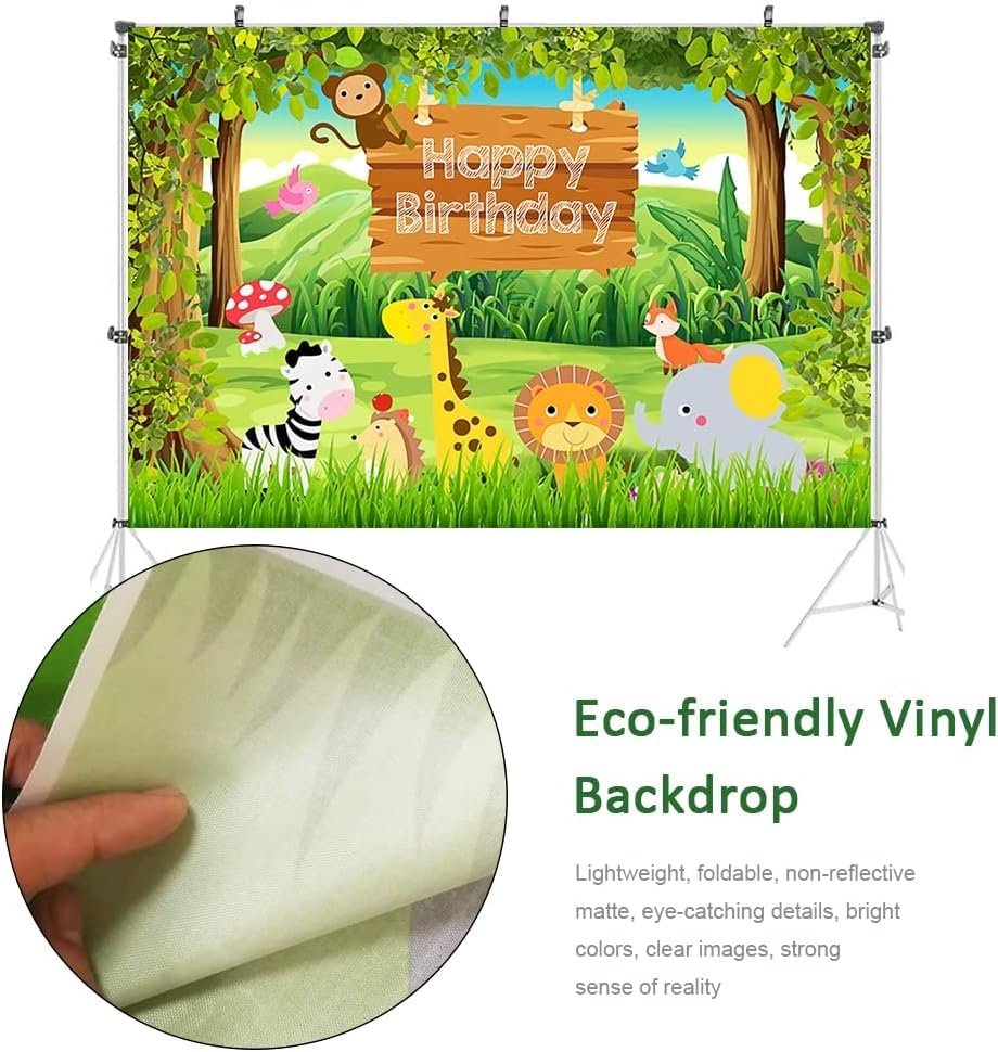 Image of 1 pc Animal Theme Backdrop Cloth (6.5ft X 5ft) Lion King Backdrop Curtain for Birthday Jungle Theme Birthday Decoration (Pack of 1, Multicolor)