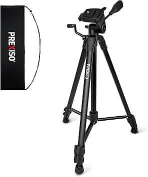 PREXISO Professional Laser Level Tripod - 61 Inch Sturdy Aluminum Tripod for Laser Levels, Lightweight Extendable Tripods Stand with Bag, Anti-Slip Feet, Quick Release Plate with 1/4" Thread