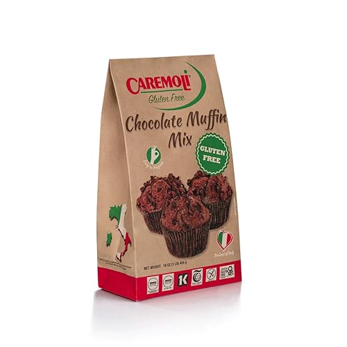 Caremoli Mezcla para hornear magdalenas de chocolate sin gluten, baja en carbohidratos, sin gluten, vegana, sin lácteos, apta para diabéticos, rica
