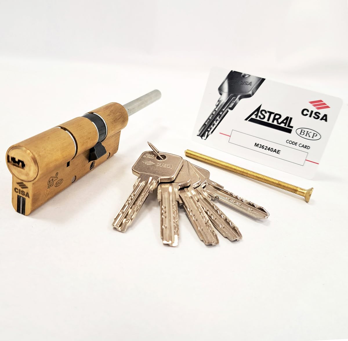 CISA 10A3S71200000C5, Cilindro Europeo Astral S, Ottone Smerigliato, 50/30 mm; Predisposto per Montaggio Pomolo, Gambo Accorciabile