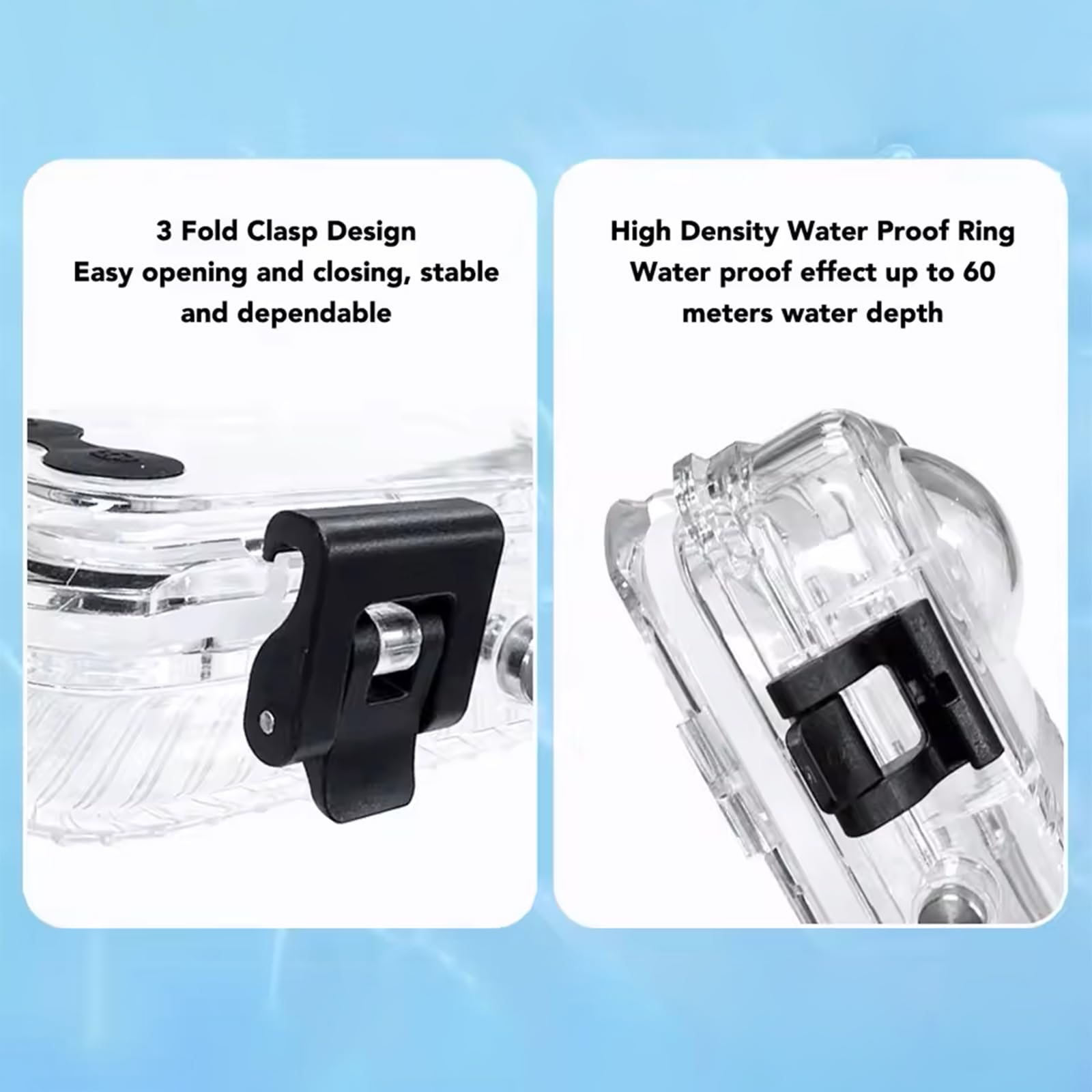 Wasserdichtes Gehäuse für Insta 360 X5 Action Kamera Tauchen, 45 m, unsichtbare Unterwasser-Schutzhülle für Insta360 X5 mit Halterungszubehör und Anti-Beschlag-Einsätzen