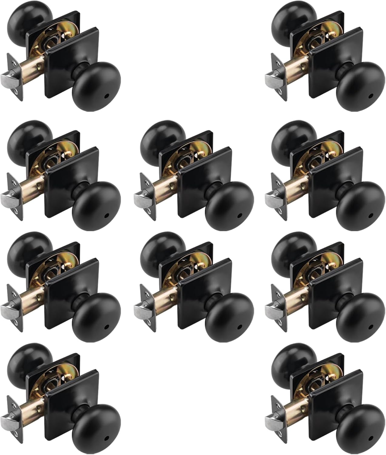 10 Pack Matte Black Door Knobs, Interior Door Knob for Bath & Bed Doors, Privacy Door Knob with Lock 10 Matt Black