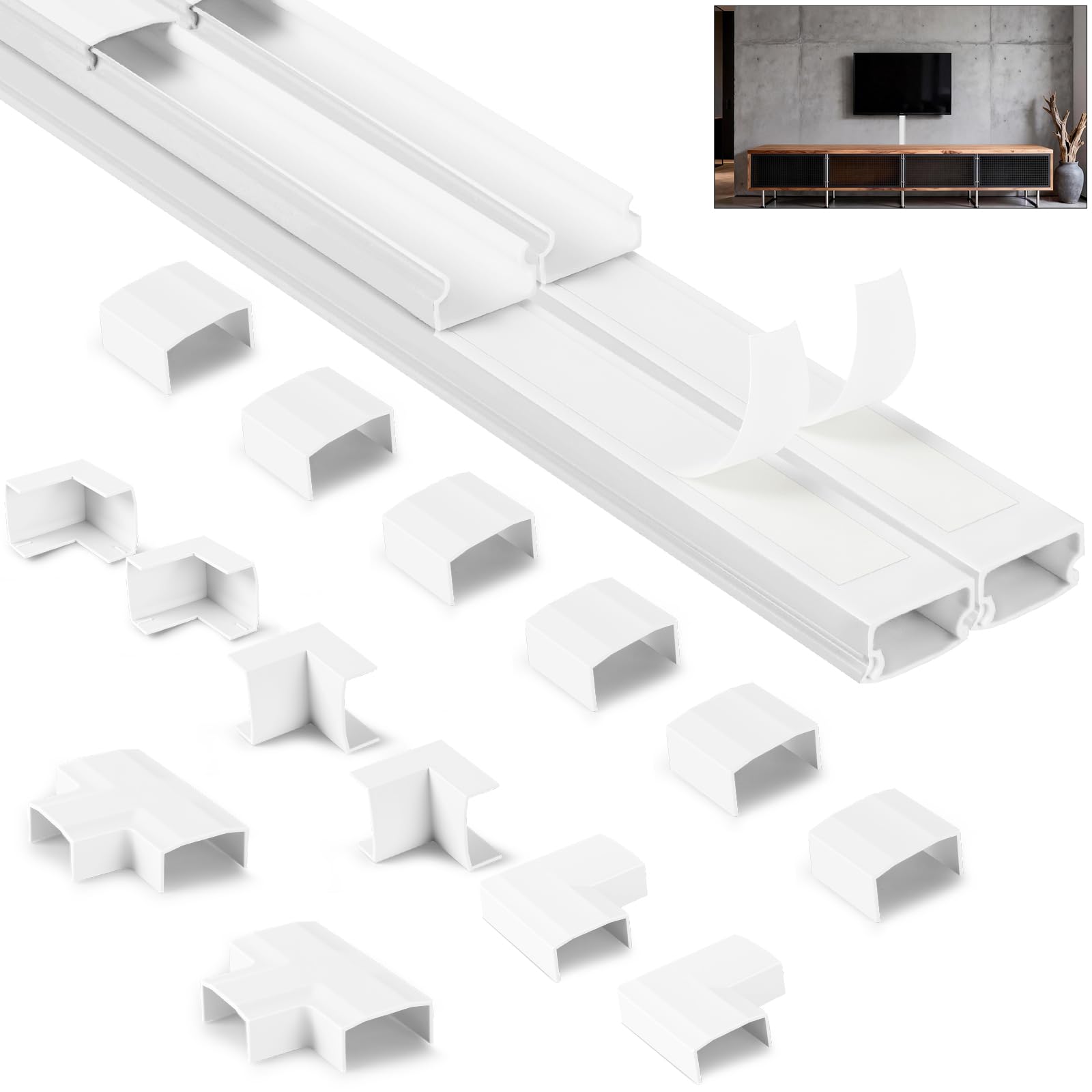 4 Pezzi Canalina Coprifili, 100mm*15mm*10mm Kit di Canaline Passacavi, Canalina Passacavi Muro, Nascondi Cavi per Televisivi, Canaline Per Impianti Elettrici, per Computer A Casa O In Ufficio