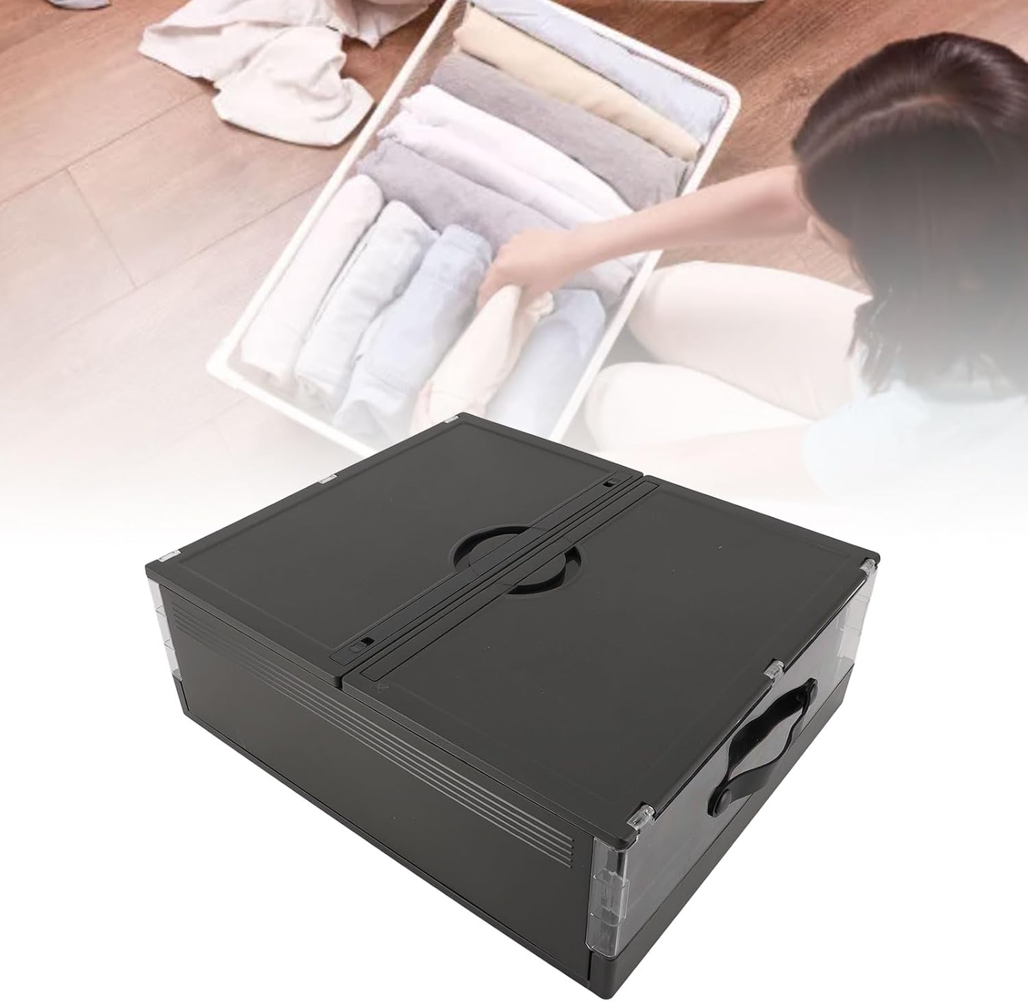 Under Bed Storage Box Drawer with Lid, Foldable Plastic Transparent Underbed Storage Container Bin Clothes Organizer, Clothes Storage and Organization Bags for Blanket Shoe