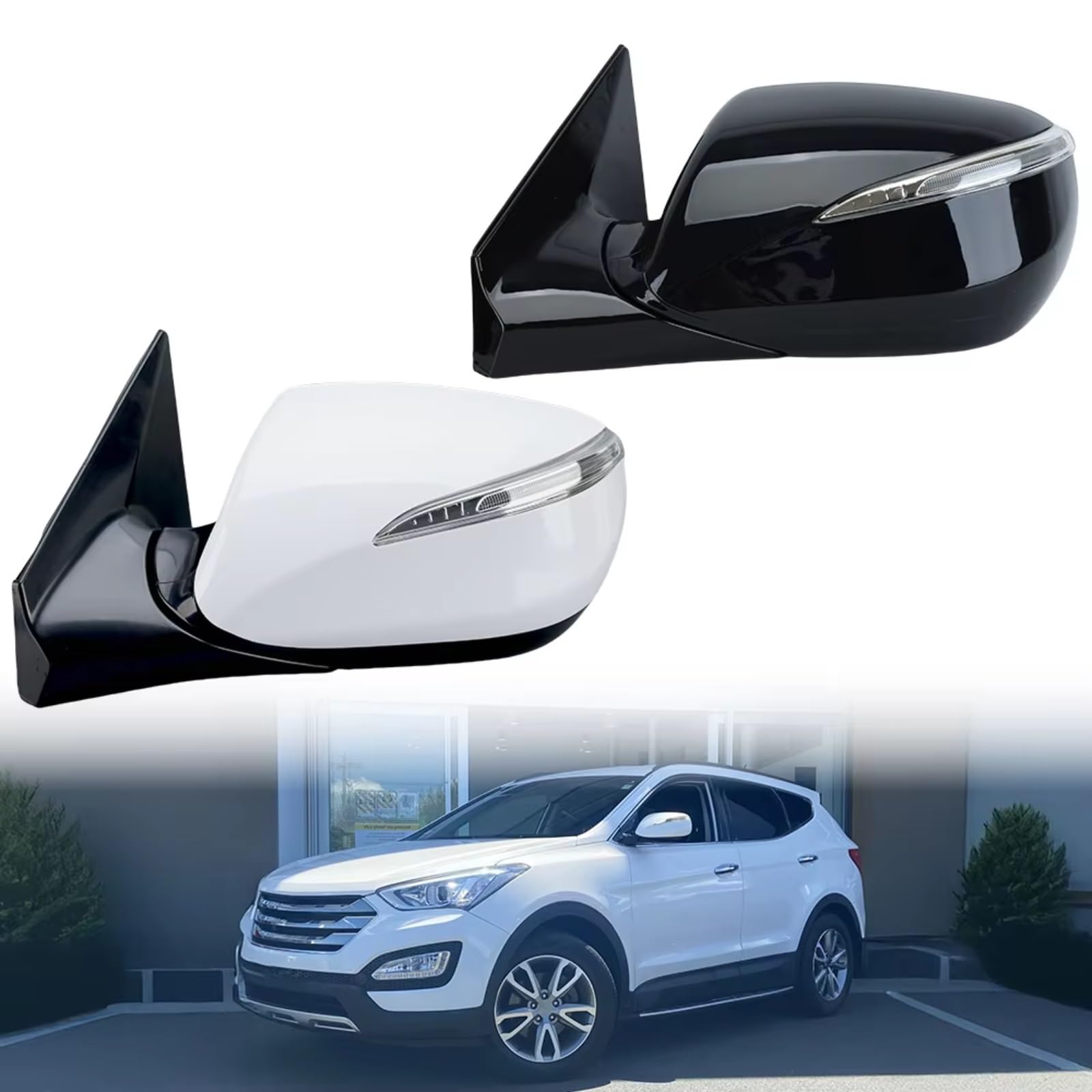 Complet rétroviseur Pour Hyundai Pour Santa Fe MK3 DM 2012 2013-2015 6 Broches Rétroviseur Assemblage Noir Manuel Pliant Rétroviseur De Porte Latérale
