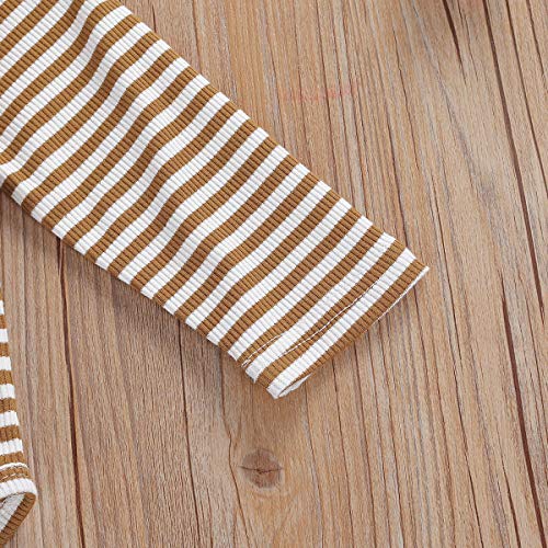 Image of Seyurigaoka Newborn Unisex Baby Pajamas, Organic Cotton Kimono Onesies+Striped Pants, Infant Baby Top Pants Set