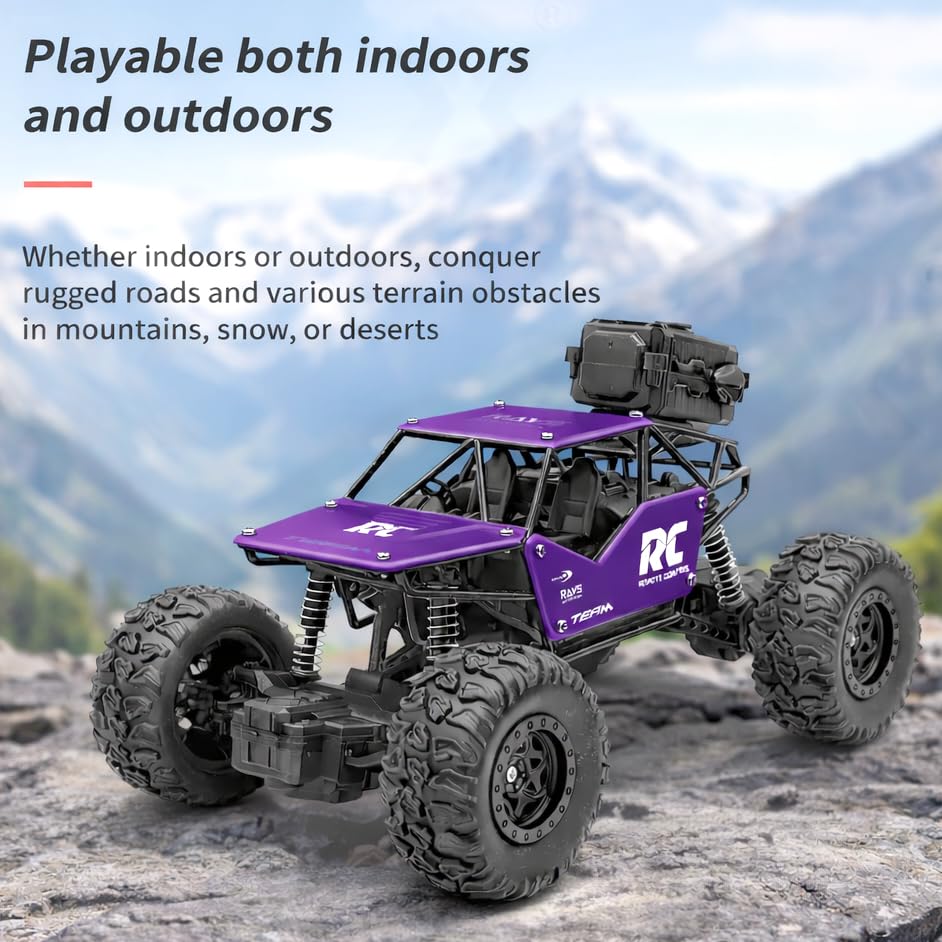 Image of VGRASSP Remote Control Rock Crawler Monster Truck Toy for Kids with Mist Spray - Rechargeable Off-Road All Terrain RC Smoke Car with Spring Shockers - Color As Per Stock