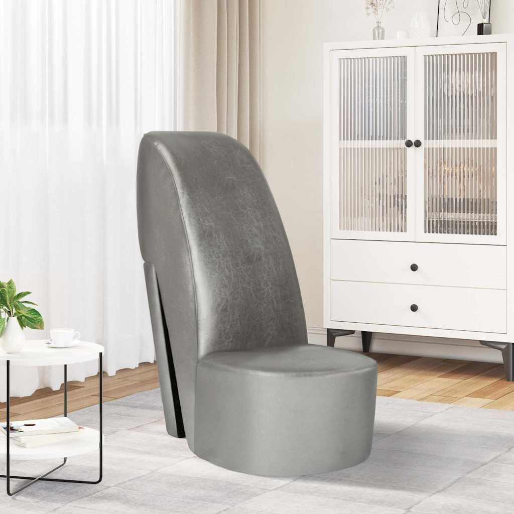 Stuhl in St ckelschuh-Form Silbern Kunstleder Sessel Wohnzimmer Cocktailsessel Fernsehsessel Lesesessel Releaxsessel TV-Sessel f r Schlafzimmer Wohnung